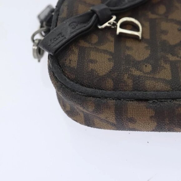 Christian Dior Trotter Canvas Trotter Romantic Pouch PVC Brown Silver Auth 93042 - Picture 2 of 15